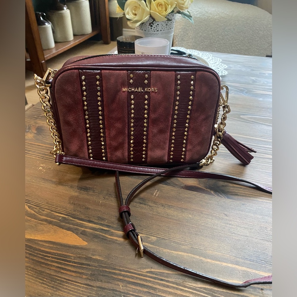 MICHAEL Michael Kors Studded Crossbody Bag in Burgundy